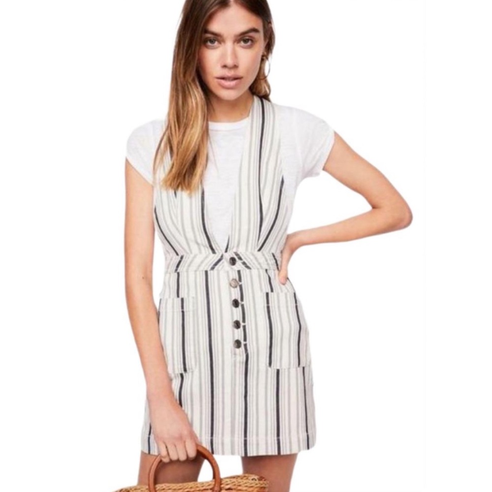 Free People Old School Love Pinafore Overall Dress
